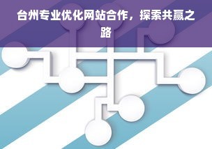臺州專業優化網站合作,探索共贏之路